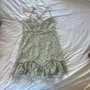 Showpo Floral Mini Dress in Yellow and Blue